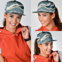 Dark Cyan Hawaii Tiare and Shell Lei Snapback Cap Hawaiian Palaka Luxury Vibes - Polynesian Pride