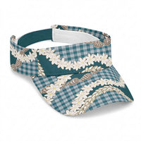Dark Cyan Hawaii Tiare and Shell Lei Sun Visor Cap Hawaiian Palaka Luxury Vibes LT14 Universal Fit Dark Cyan - Polynesian Pride