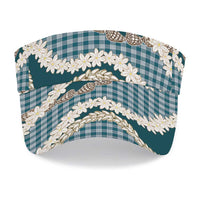 Dark Cyan Hawaii Tiare and Shell Lei Sun Visor Cap Hawaiian Palaka Luxury Vibes LT14 - Polynesian Pride