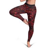 Dark Samoa Manuia Le Kerisimasi Leggings Pacific Patchwork Xmas Vibes LT9 - Polynesian Pride