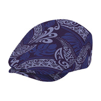 Deep Blue Monstera Jeff Hat Polynesian Tribal Pattern - Polynesian Pride