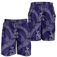 Deep Blue Monstera Shorts for Men Polynesian Tribal Pattern LT01 - Polynesian Pride