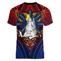 Filipinos Lapu-lapu Hero Women V Neck T Shirt Philippines Flag and Sun DT02 - Polynesian Pride