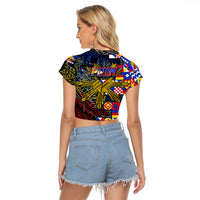 Pinoy Philippines Raglan Cropped T Shirt Filipino Tattoo Art Style DT02 - Polynesian Pride