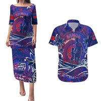 Father's Day Samoa Couples Matching Puletasi and Hawaiian Shirt Special Dad Polynesia Paradise DT02 Green - Polynesian Pride