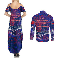 Father's Day Samoa Couples Matching Summer Maxi Dress and Long Sleeve Button Shirt Special Dad Polynesia Paradise DT02 - Polynesian Pride