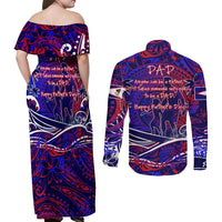 Father's Day American Samoa Couples Matching Off Shoulder Maxi Dress and Long Sleeve Button Shirt Special Dad Polynesia Paradise DT02 - Polynesian Pride