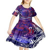 Father's Day American Samoa Kid Short Sleeve Dress Special Dad Polynesia Paradise DT02 - Polynesian Pride