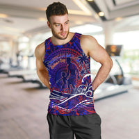 Father's Day American Samoa Men Tank Top Special Dad Polynesia Paradise DT02 Blue - Polynesian Pride