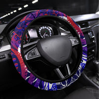 Father's Day American Samoa Steering Wheel Cover Special Dad Polynesia Paradise DT02 Universal Fit Blue - Polynesian Pride