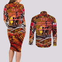 Father's Day Tonga Couples Matching Long Sleeve Bodycon Dress and Long Sleeve Button Shirt Special Dad Polynesia Paradise DT02 - Polynesian Pride