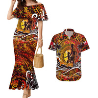 Father's Day Tonga Couples Matching Mermaid Dress and Hawaiian Shirt Special Dad Polynesia Paradise DT02 Orange - Polynesian Pride