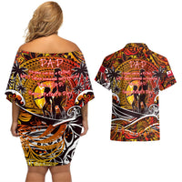 Father's Day Tonga Couples Matching Off Shoulder Short Dress and Hawaiian Shirt Special Dad Polynesia Paradise DT02 - Polynesian Pride