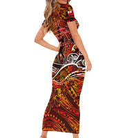 Father's Day Tonga Family Matching Short Sleeve Bodycon Dress and Hawaiian Shirt Special Dad Polynesia Paradise
