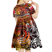 Father's Day Tonga Kid Short Sleeve Dress Special Dad Polynesia Paradise DT02 - Polynesian Pride