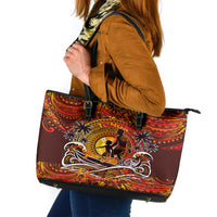 Father's Day Tonga Leather Tote Bag Special Dad Polynesia Paradise DT02 Orange - Polynesian Pride