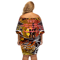 Father's Day Tonga Off Shoulder Short Dress Special Dad Polynesia Paradise DT02 - Polynesian Pride