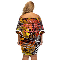 Father's Day Tonga Off Shoulder Short Dress Special Dad Polynesia Paradise DT02 - Polynesian Pride