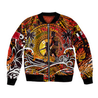 Father's Day Tonga Sleeve Zip Bomber Jacket Special Dad Polynesia Paradise DT02 Unisex Orange - Polynesian Pride