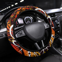 Father's Day Tonga Steering Wheel Cover Special Dad Polynesia Paradise DT02 Universal Fit Orange - Polynesian Pride