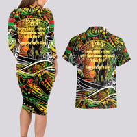 Father's Day Vanuatu Couples Matching Long Sleeve Bodycon Dress and Hawaiian Shirt Special Dad Polynesia Paradise DT02 - Polynesian Pride