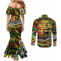 Father's Day Vanuatu Couples Matching Mermaid Dress and Long Sleeve Button Shirt Special Dad Polynesia Paradise DT02 - Polynesian Pride