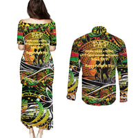 Father's Day Vanuatu Couples Matching Puletasi and Long Sleeve Button Shirt Special Dad Polynesia Paradise DT02 - Polynesian Pride