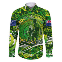 Father's Day Cook Islands Family Matching Puletasi and Hawaiian Shirt Special Dad Polynesia Paradise DT02 Dad's Shirt - Long Sleeve Green - Polynesian Pride