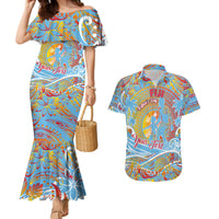 Father's Day Fiji Couples Matching Mermaid Dress and Hawaiian Shirt Special Dad Polynesia Paradise DT02 Red - Polynesian Pride