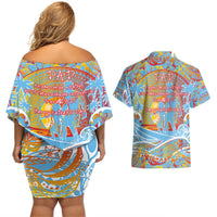 Father's Day Fiji Couples Matching Off Shoulder Short Dress and Hawaiian Shirt Special Dad Polynesia Paradise DT02 - Polynesian Pride