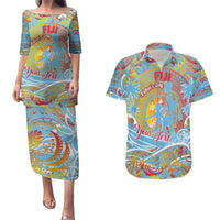 Father's Day Fiji Couples Matching Puletasi and Hawaiian Shirt Special Dad Polynesia Paradise DT02 Red - Polynesian Pride