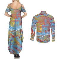 Father's Day Fiji Couples Matching Summer Maxi Dress and Long Sleeve Button Shirt Special Dad Polynesia Paradise DT02 - Polynesian Pride