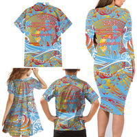 Father's Day Fiji Family Matching Long Sleeve Bodycon Dress and Hawaiian Shirt Special Dad Polynesia Paradise
