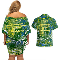 Father's Day Solomon Islands Couples Matching Off Shoulder Short Dress and Hawaiian Shirt Special Dad Polynesia Paradise DT02 - Polynesian Pride