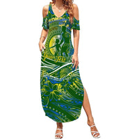 Father's Day Solomon Islands Summer Maxi Dress Special Dad Polynesia Paradise DT02 Women Green - Polynesian Pride