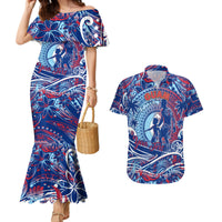 Father's Day Guam Couples Matching Mermaid Dress and Hawaiian Shirt Special Dad Polynesia Paradise DT02 Blue - Polynesian Pride