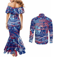 Father's Day Guam Couples Matching Mermaid Dress and Long Sleeve Button Shirt Special Dad Polynesia Paradise DT02 - Polynesian Pride