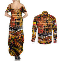 Father's Day Marquesas Islands Couples Matching Summer Maxi Dress and Long Sleeve Button Shirt Special Dad Polynesia Paradise DT02 - Polynesian Pride