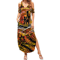 Father's Day Marquesas Islands Summer Maxi Dress Special Dad Polynesia Paradise DT02 Women Orange - Polynesian Pride