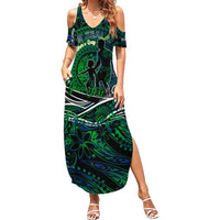 Father's Day New Zealand Summer Maxi Dress Special Dad Polynesia Paradise DT02 Women Green - Polynesian Pride