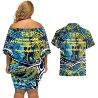 Father's Day Tokelau Couples Matching Off Shoulder Short Dress and Hawaiian Shirt Special Dad Polynesia Paradise DT02 - Polynesian Pride