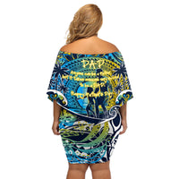 Father's Day Tokelau Off Shoulder Short Dress Special Dad Polynesia Paradise DT02 - Polynesian Pride
