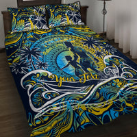 Father's Day Tokelau Quilt Bed Set Special Dad Polynesia Paradise DT02 Blue - Polynesian Pride