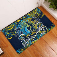 Father's Day Tokelau Rubber Doormat Special Dad Polynesia Paradise DT02 Blue - Polynesian Pride