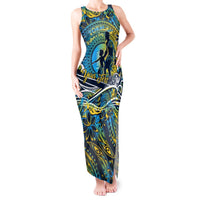 Father's Day Tokelau Tank Maxi Dress Special Dad Polynesia Paradise DT02 Women Blue - Polynesian Pride