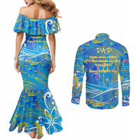 Father's Day Tuvalu Couples Matching Mermaid Dress and Long Sleeve Button Shirt Special Dad Polynesia Paradise DT02 - Polynesian Pride