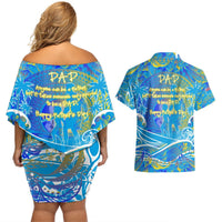 Father's Day Tuvalu Couples Matching Off Shoulder Short Dress and Hawaiian Shirt Special Dad Polynesia Paradise DT02 - Polynesian Pride