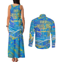 Father's Day Tuvalu Couples Matching Tank Maxi Dress and Long Sleeve Button Shirt Special Dad Polynesia Paradise DT02 - Polynesian Pride
