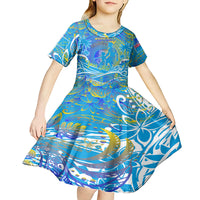 Father's Day Tuvalu Kid Short Sleeve Dress Special Dad Polynesia Paradise DT02 - Polynesian Pride