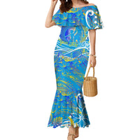 Father's Day Tuvalu Mermaid Dress Special Dad Polynesia Paradise DT02 Women Blue - Polynesian Pride